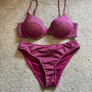 Triangl Women's Pink and Burgundy Swimsuit-one-piece